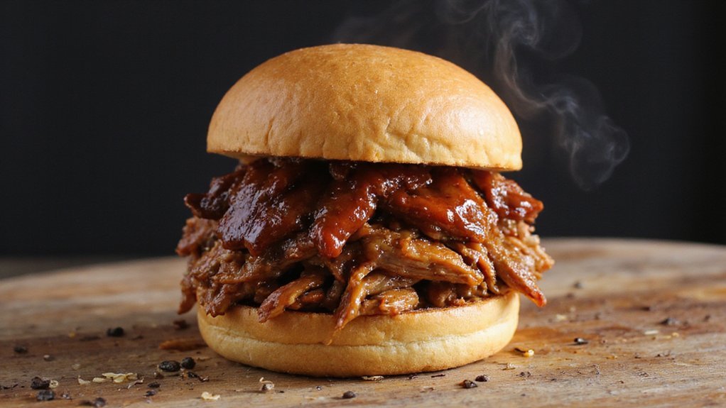 lacquered honey molasses pulled pork