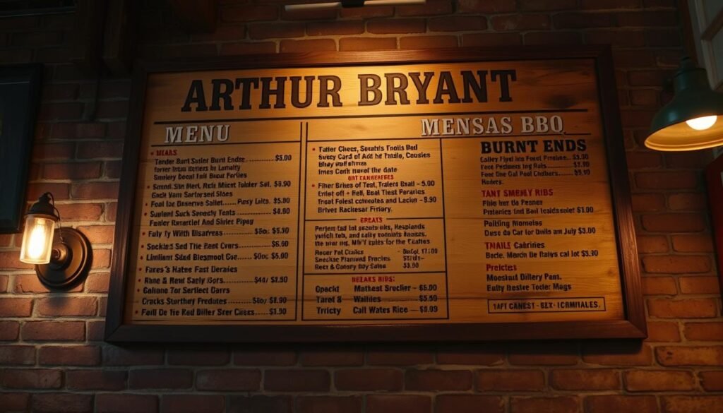 Arthur Bryant's BBQ menu Arthur Bryant's BBQ menu