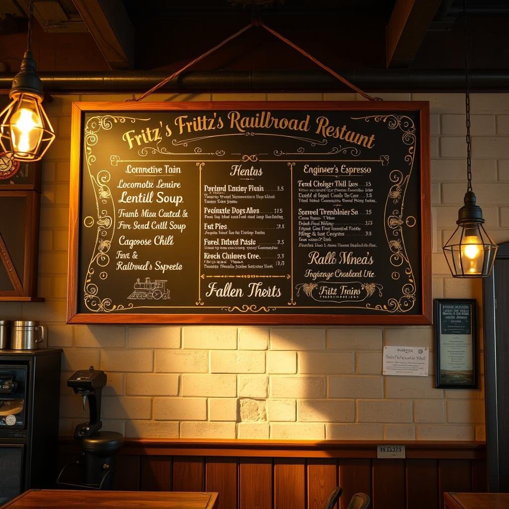 Fritz's Railroad Restaurant Menu Fritz's Railroad Restaurant Menu