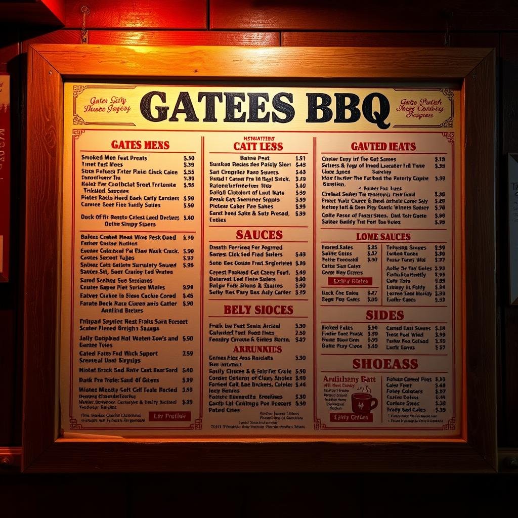 Gates BBQ menu Gates BBQ menu