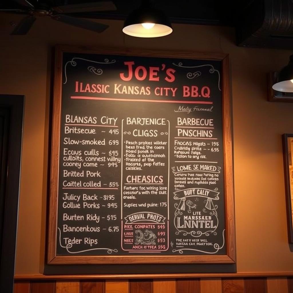 Joe's Kansas City BBQ menu Joe's Kansas City BBQ menu