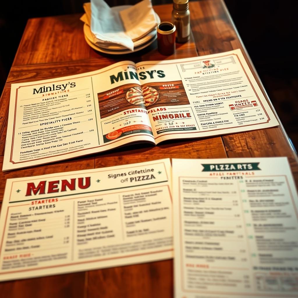 Minsky's Pizza menu